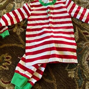“H” Red and White Striped Kids Pajama Set